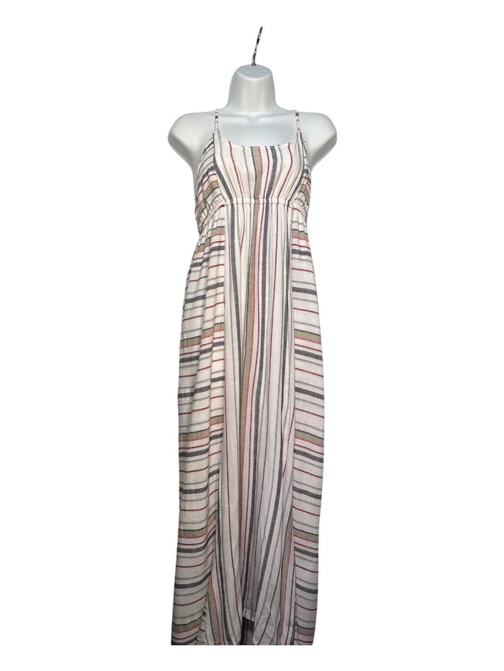 Liverpool Striped Maxi Dress in White, Red, Black snd Sage Green